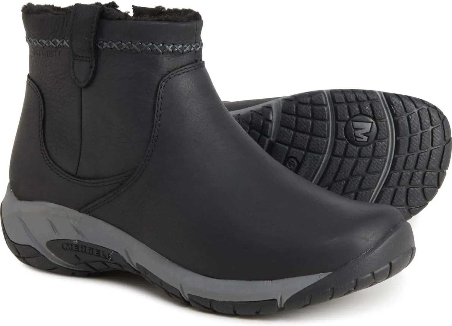 Merrell Women's Encore 4 Bluff Zip Polar Boots - Waterproof, Insulated, Wide Width, (Black) (9.5)