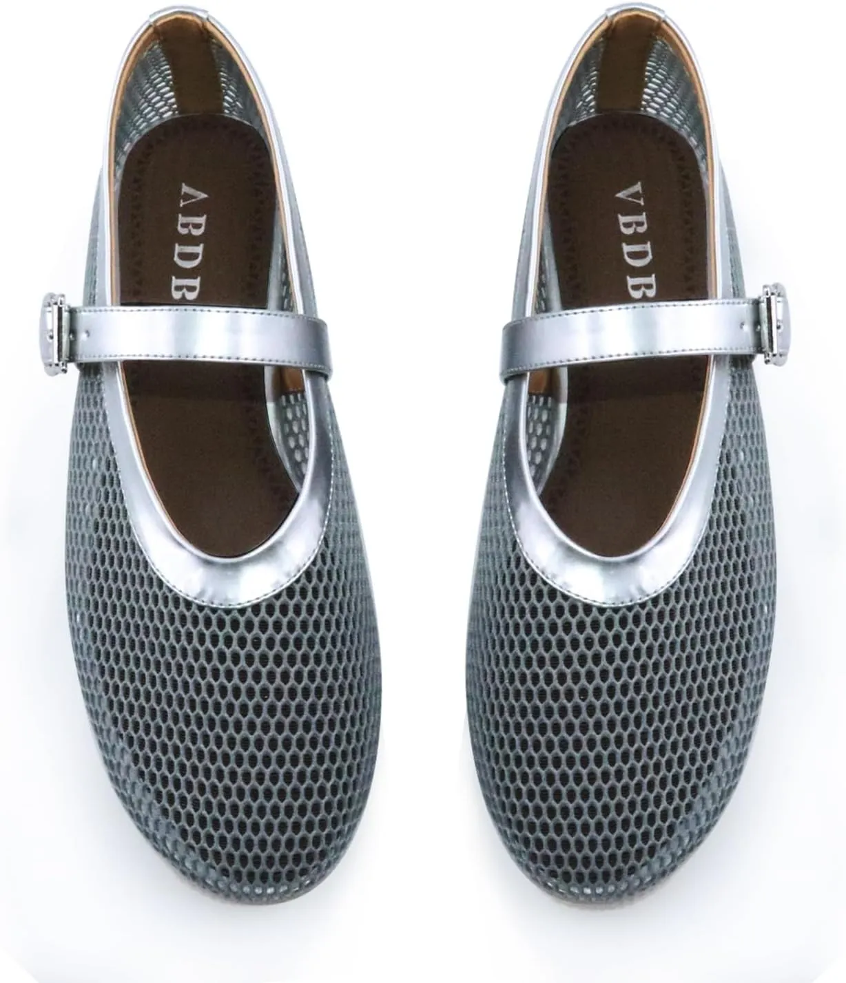 Mesh Ballet Flats for Women Round Toe Buckle Strap Comfy Casua Office Ballerina Mary Jane Flats Shoes