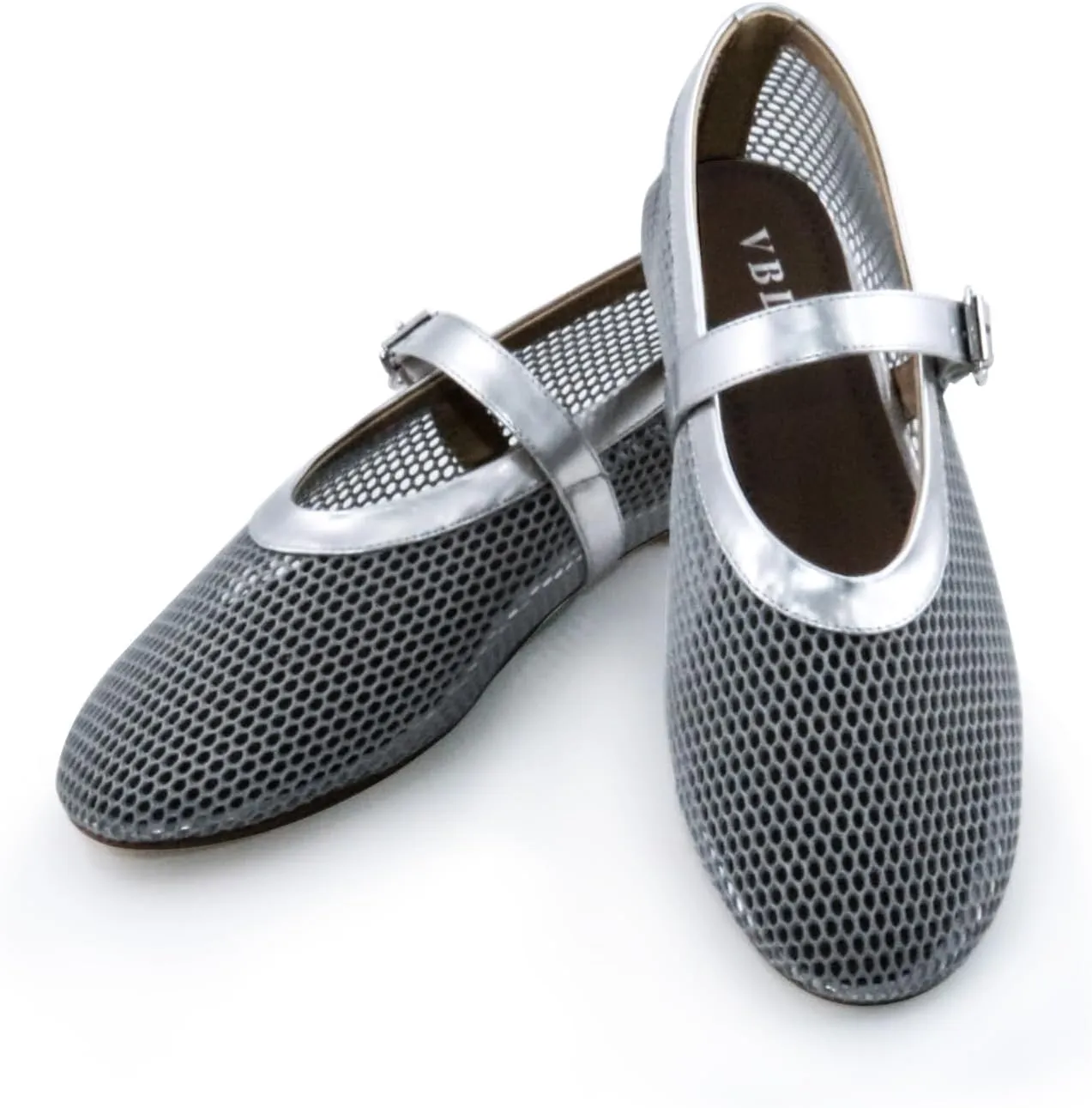 Mesh Ballet Flats for Women Round Toe Buckle Strap Comfy Casua Office Ballerina Mary Jane Flats Shoes