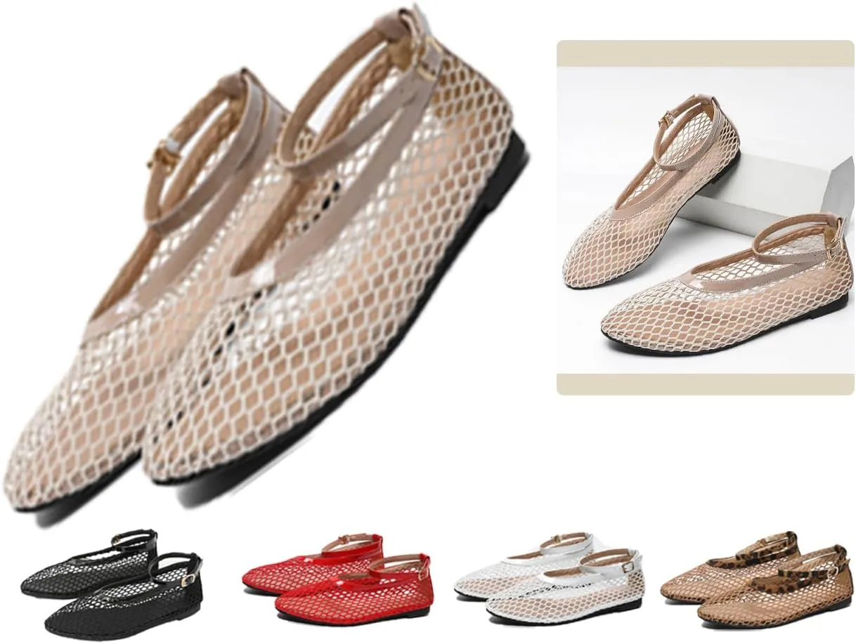Mesh Ballet Flats For Women Round Toe Flats Breathable Mesh Ballerina Flats Casual Mesh Shoes Womens Office Comfortable Fishnet Flats,Slip On Sandals