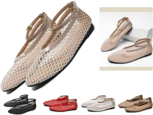 Mesh Ballet Flats For Women Round Toe Flats Breathable Mesh Ballerina Flats Casual Mesh Shoes Womens Office Comfortable Fishnet Flats,Slip On Sandals