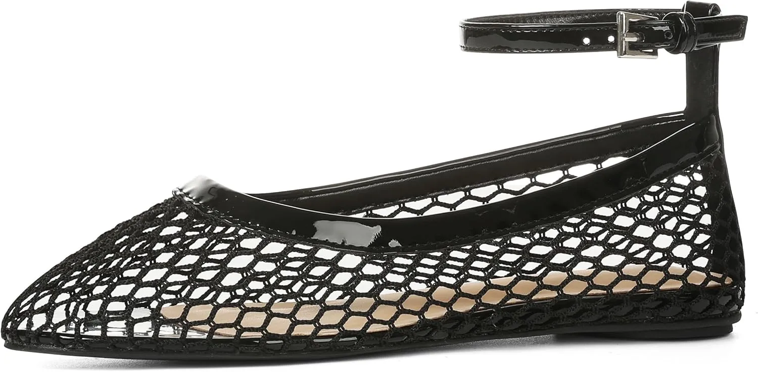 Mesh Ballet Flats for Women Round Toe Mesh Mary Jane Flats Breathable Mesh Ballerina Flats Casual Mesh Shoes Womens Office Comfortable Fishnet Flats