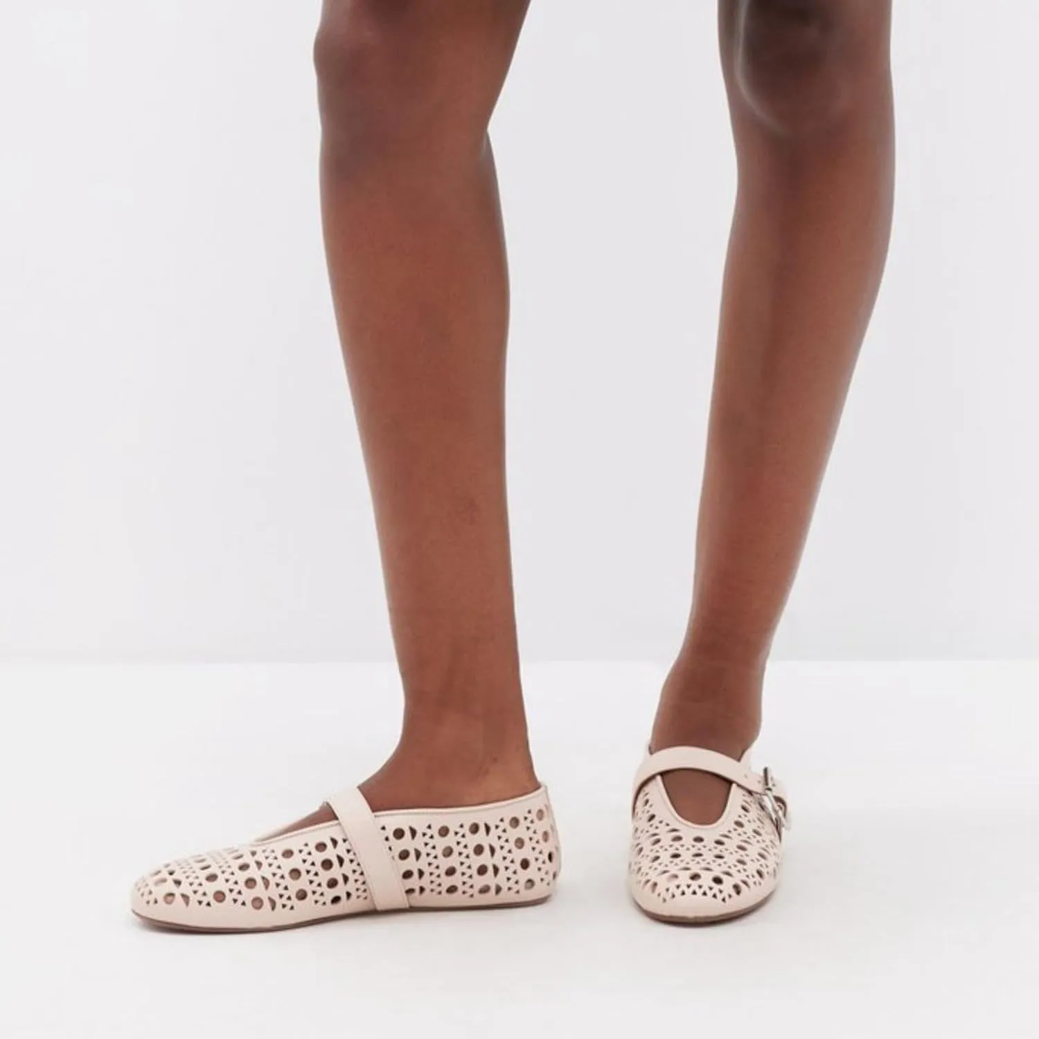 Mesh Ballet Flats for Women,Buckle Strap Hollow Out Mary Jane Flats Round Toe Breathable Comfortable Casual Daily Dress Ballerina Shoes
