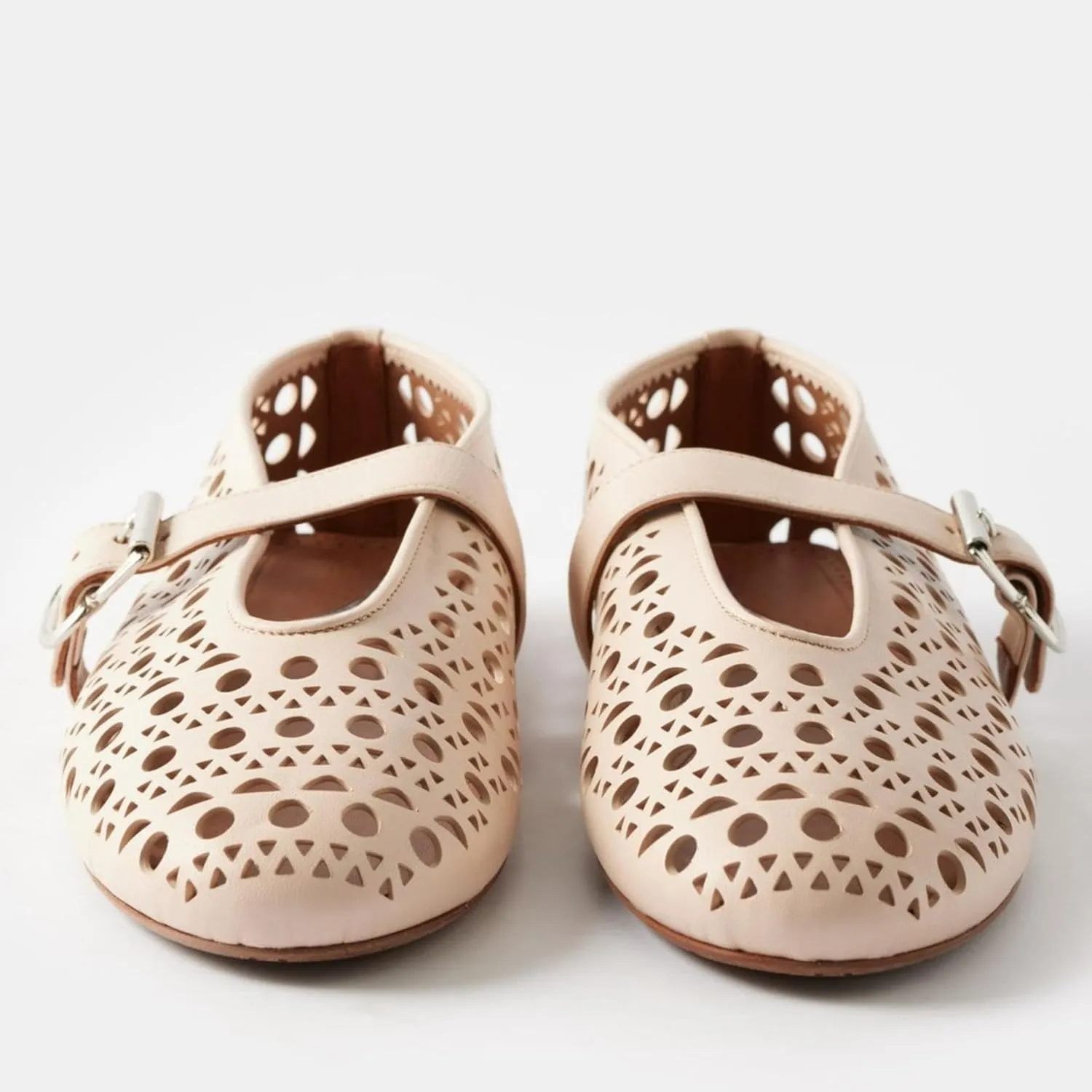 Mesh Ballet Flats for Women,Buckle Strap Hollow Out Mary Jane Flats Round Toe Breathable Comfortable Casual Daily Dress Ballerina Shoes
