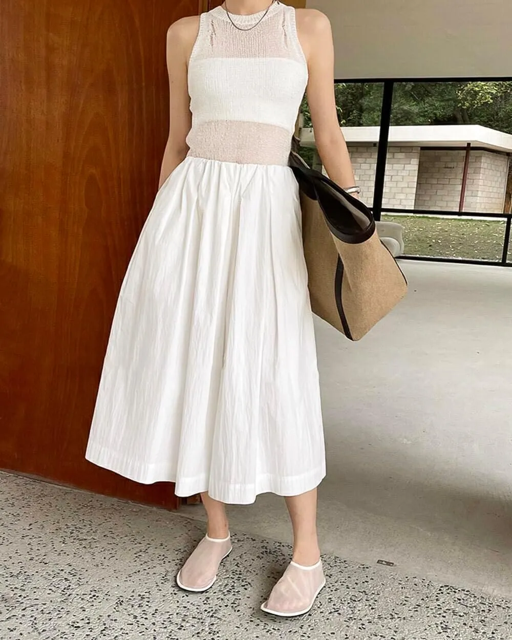 Mesh Sock Ballet Flat for Women Round Toe Nylon Tulle Mary Jane Flats Sheer Casual Comfortable Bailarina Shoes