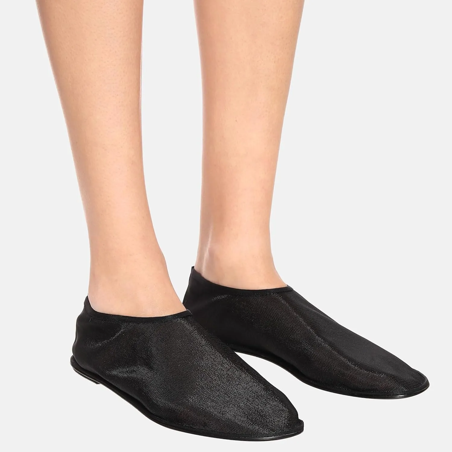 Mesh Sock Ballet Flat for Women Round Toe Nylon Tulle Mary Jane Flats Sheer Casual Comfortable Bailarina Shoes