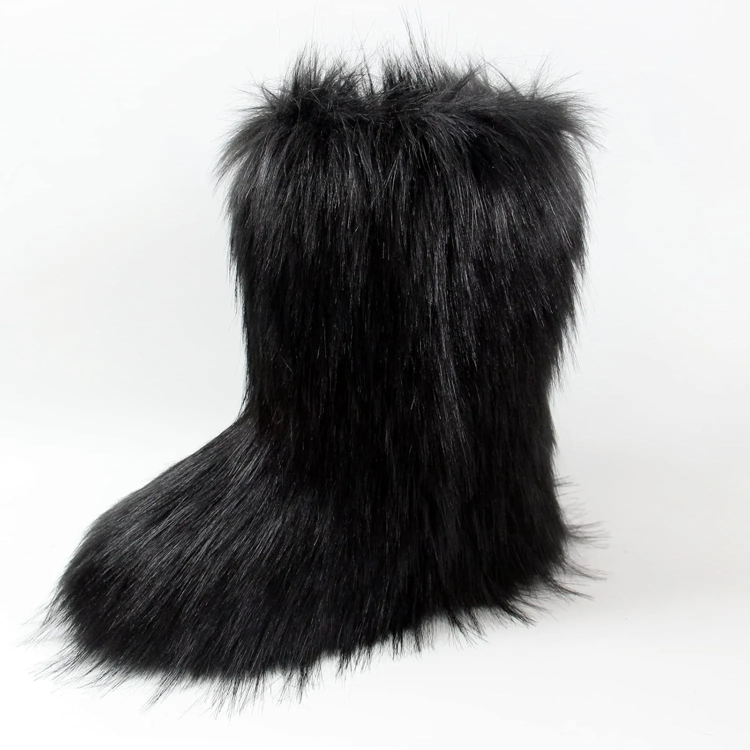 MH Bailment Women's Faux Fur Boots Winter Mid-Calf Snow Boots Fuzzy Fluffy Furry Fashion Short Snow Boots