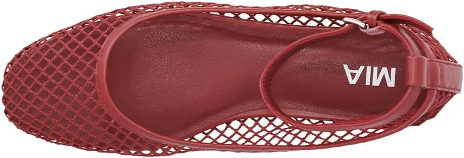MIA Womens Roz Ankle Strap Ballet Flats Casual - Red