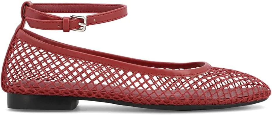 MIA Womens Roz Ankle Strap Ballet Flats Casual - Red