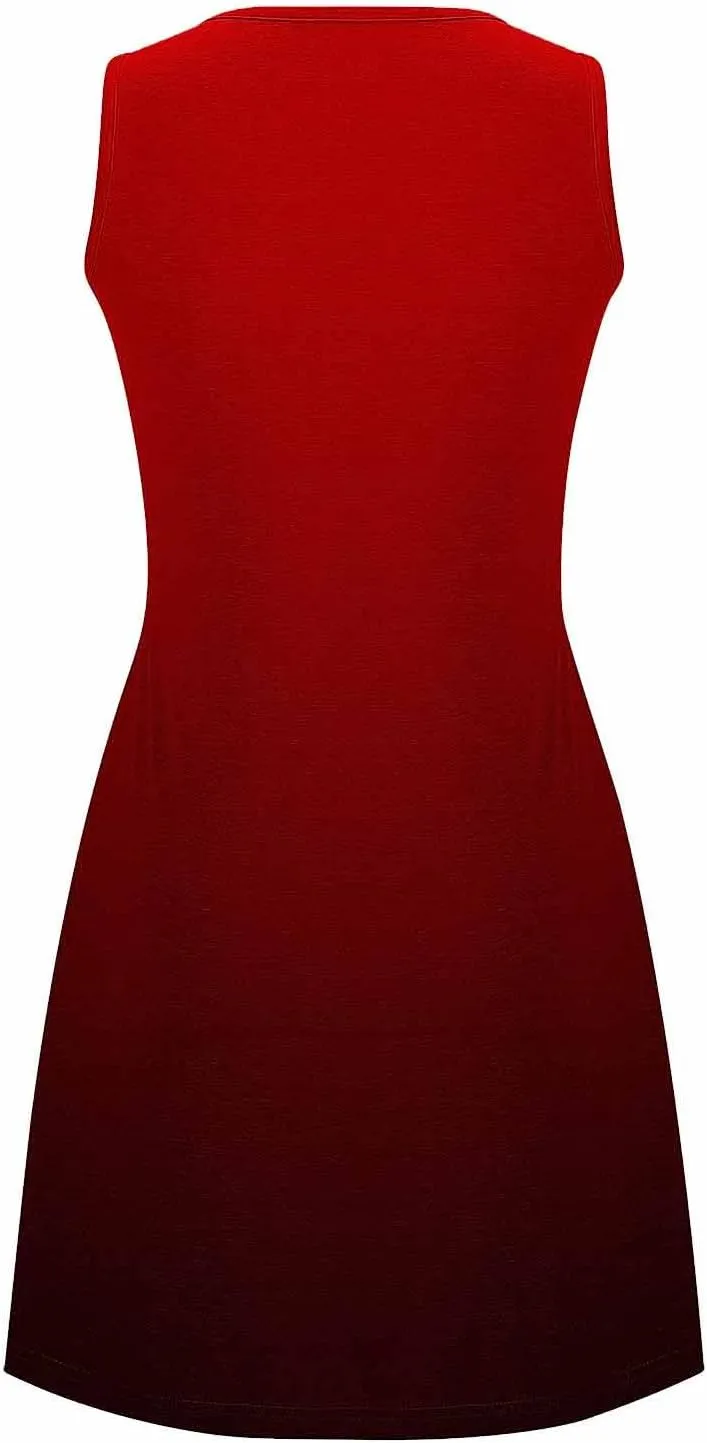 Midi Dresses for Women Summer Crew Neck Sleeveless Striped Sun Dresses Casual Soft Lounge Dress with Pockets
