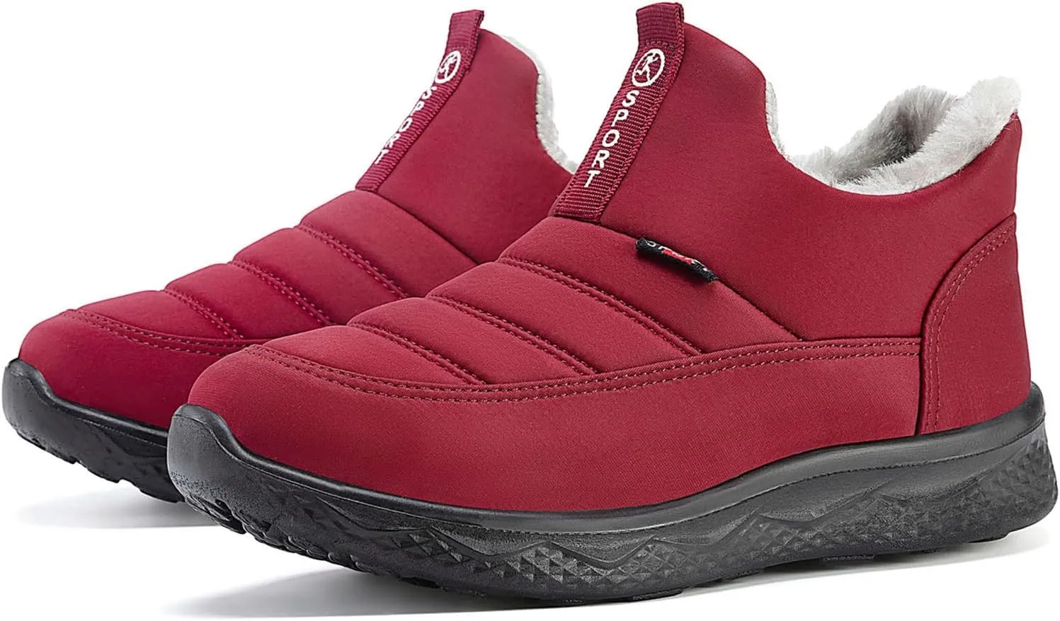 Moodeng Womens Snow Boots Warm Fur Lined Winter Boots Water-Resistant Slip on Ankle Booties Outdoor Comfortable Short Boots Lightweight