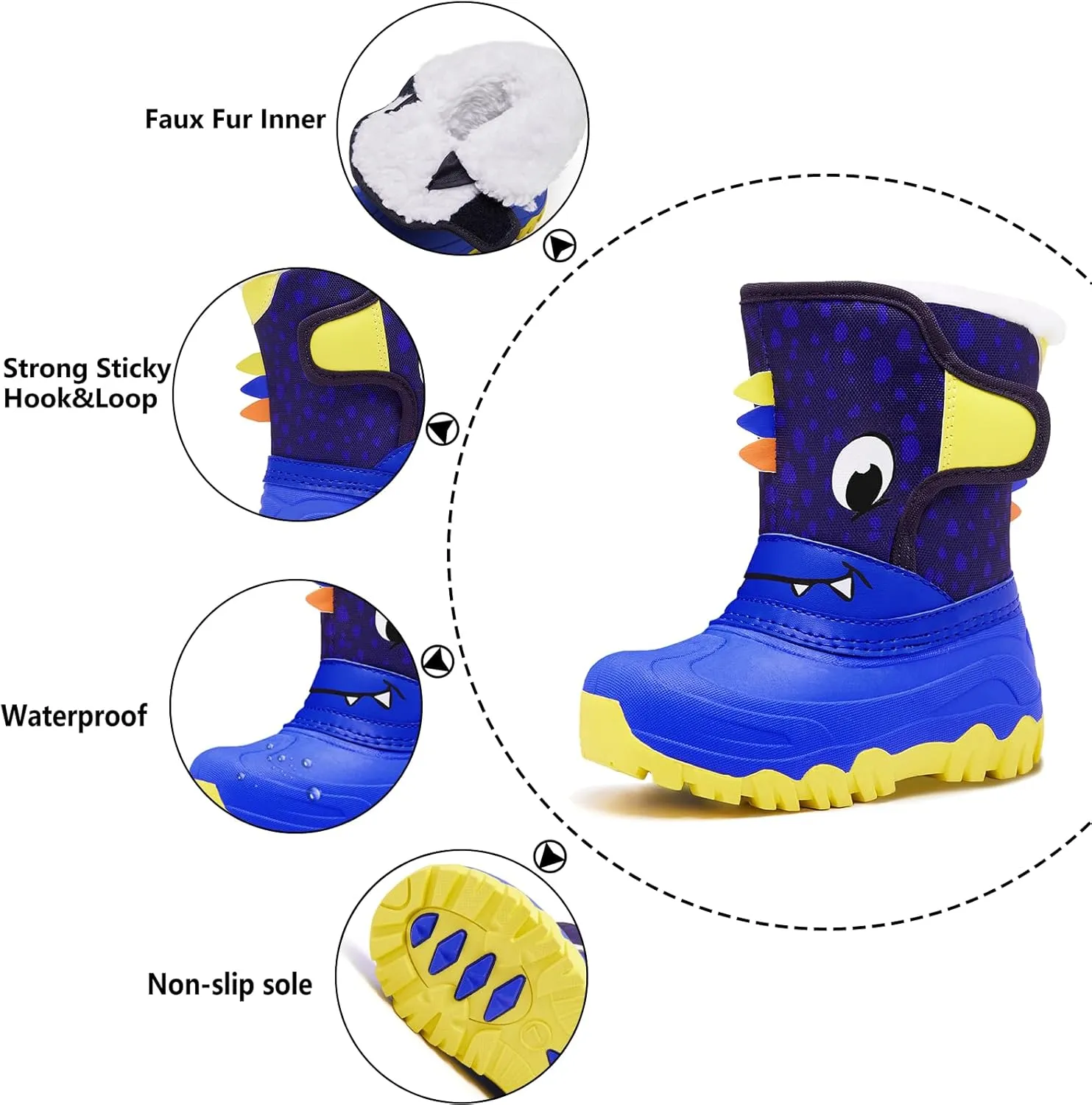 MORENDL Kids' Snow Boots Insulated Waterproof Fur Lined Warm Anti-Slip Winter Shoes for Boys and Girls Outdoor Walking(Toddler/Little Kid)