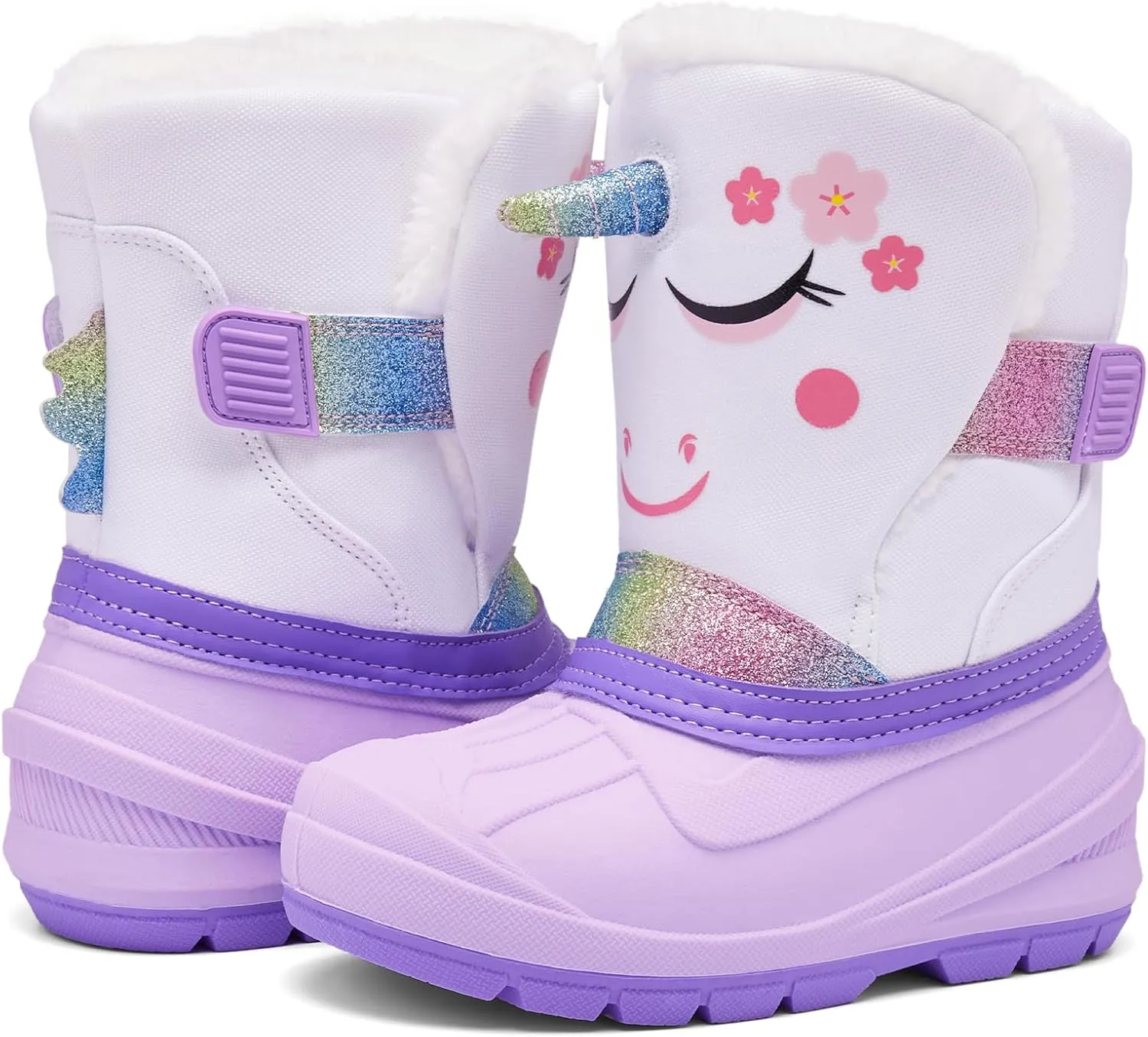 MORENDL Kids' Snow Boots Insulated Waterproof Fur Lined Warm Anti-Slip Winter Shoes for Boys and Girls Outdoor Walking(Toddler/Little Kid)