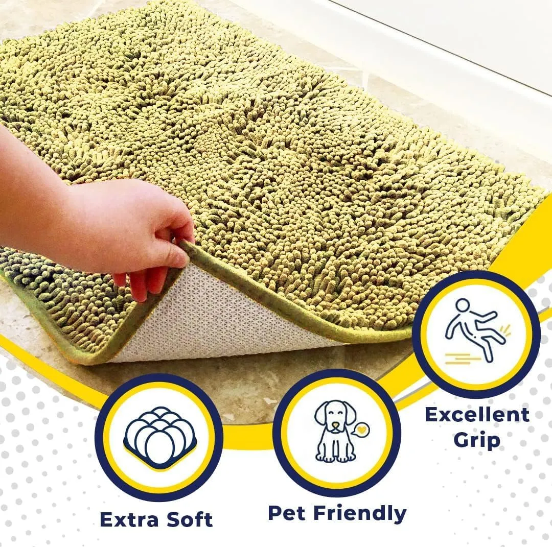Muddy Mat® Original Dog Door Mat for Muddy Paws, Super Absorbent Microfiber, Non-Slip Washable Pet Rug, Quick Dry Chenille Entryway Carpet, Machine Washable Indoor Outdoor mat, Yellow 18"x28"