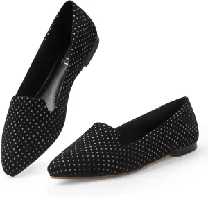 MUSSHOE Flats for Women Dressy Comfortable Ballerina Flats Pointed Toe Slip-on Casual Business Shoes Work Shoes for Women