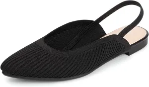 MUSSHOE Slingback Flats for Women Pointed Toe Flats for Women Dressy Comfort Work Office Shoes for Women