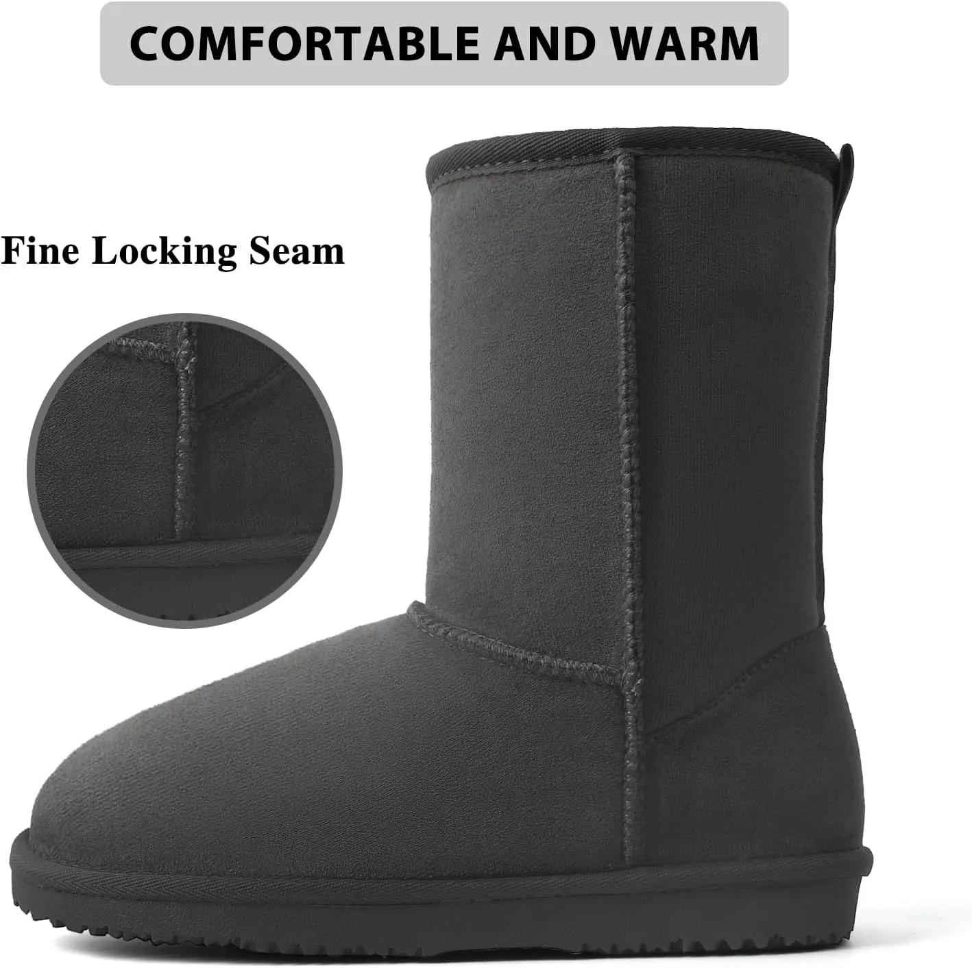 MUSSHOE Winter Mid-Calf Plush Fuzzy Boots for Women Snow Womens Ankle Furry Slip On Boots Suede Platform Boot Fall Fur Cozy Shoes