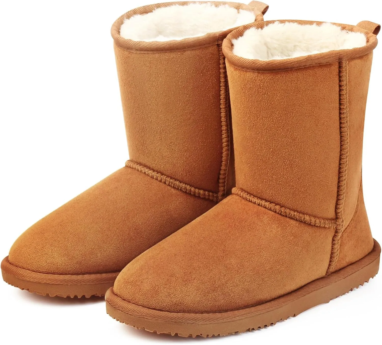 MUSSHOE Winter Mid-Calf Plush Fuzzy Boots for Women Snow Womens Ankle Furry Slip On Boots Suede Platform Boot Fall Fur Cozy Shoes