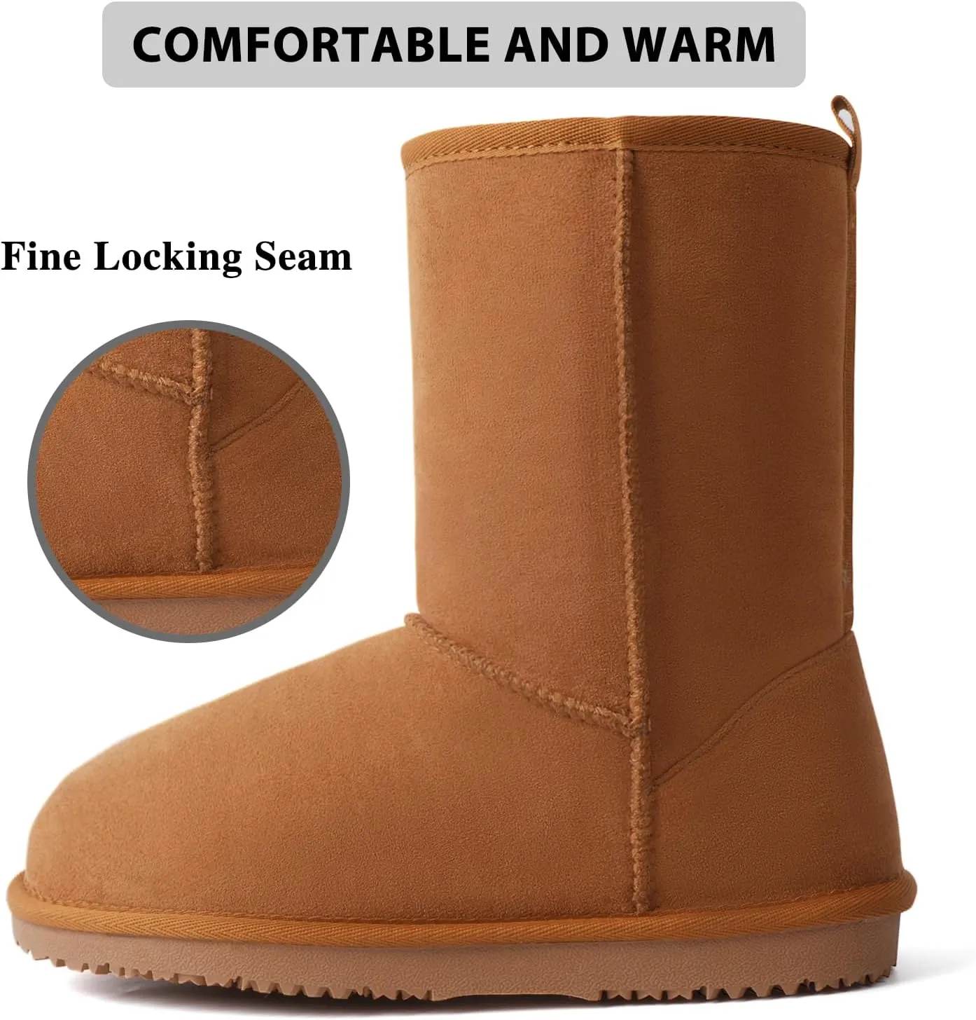 MUSSHOE Winter Mid-Calf Plush Fuzzy Boots for Women Snow Womens Ankle Furry Slip On Boots Suede Platform Boot Fall Fur Cozy Shoes