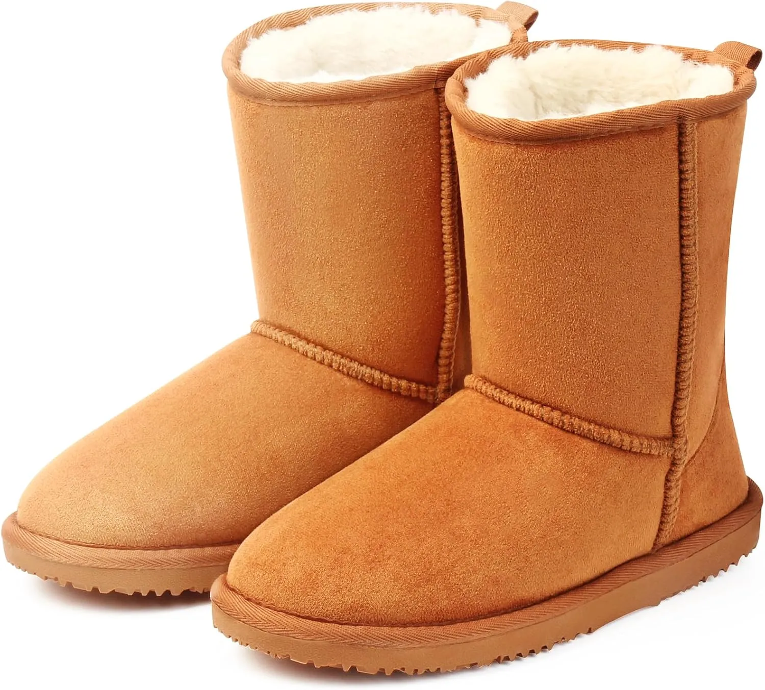 MUSSHOE Winter Mid-Calf Plush Fuzzy Boots for Women Snow Womens Ankle Furry Slip On Boots Suede Platform Boot Fall Fur Cozy Shoes