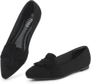 MUSSHOE Women's Flats Dressy Pointed Toe Comfortable Bowknot Ballet Flats Shoes