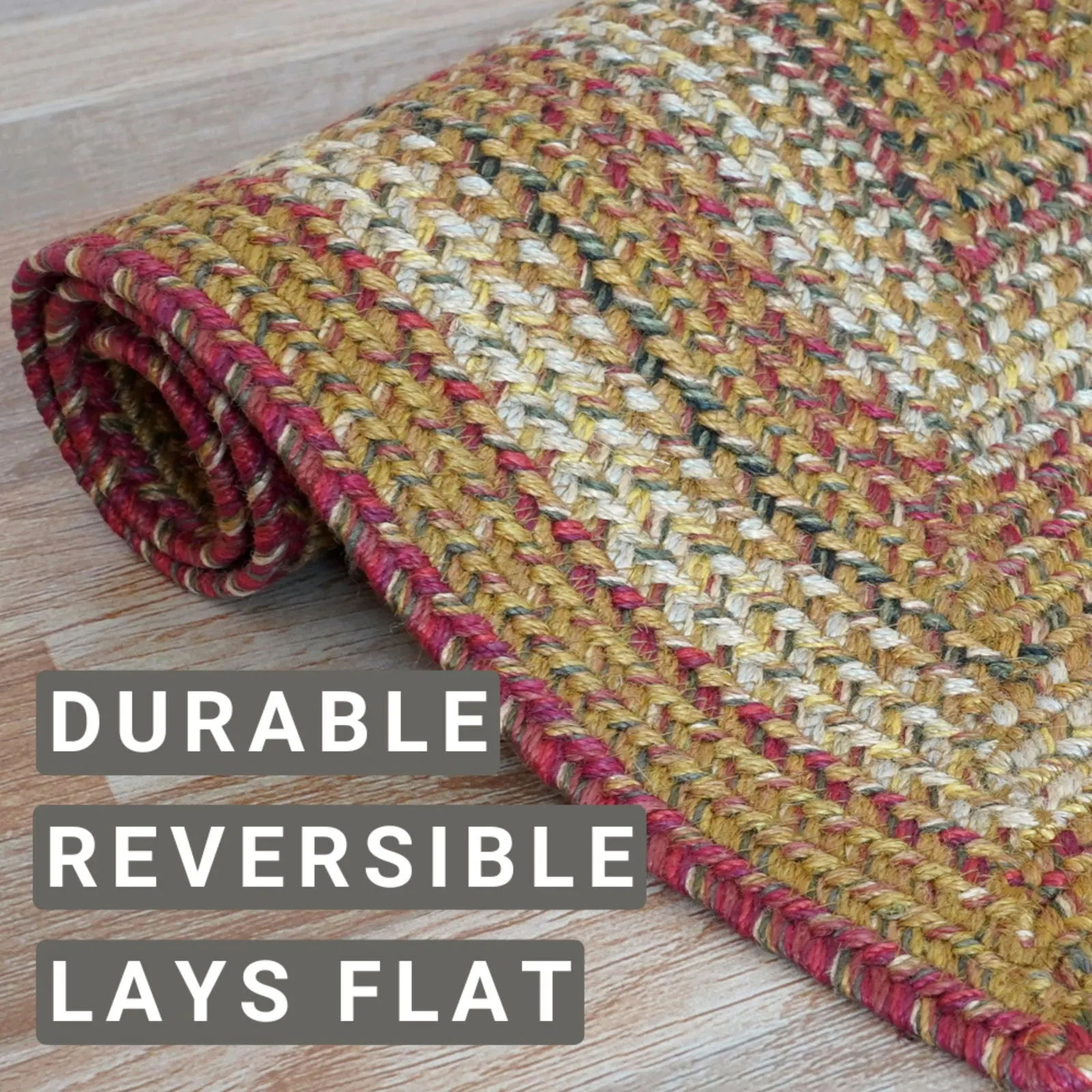 Mustard Seed Red - Green Jute Braided Rectangular Rugs