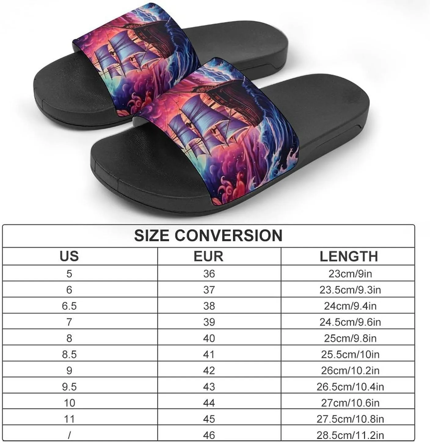 Neon Ocean Wave Boat Non Slip Slides Sandals for Women Men Quick Drying Shower Shoes for Bathroom Pool Beach