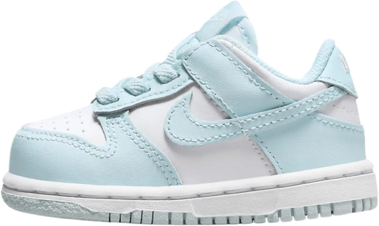 Nike Dunk Low Baby/Toddler Shoes (FB9107-105, White/Glacier Blue) Size 10