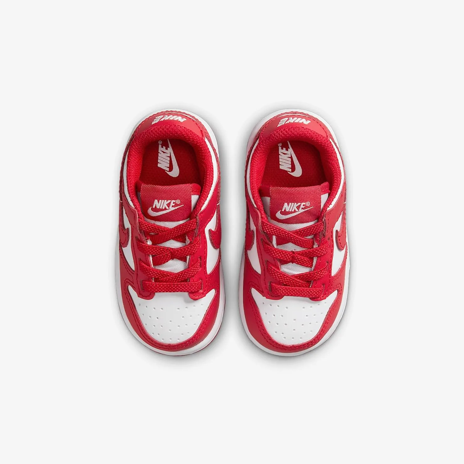Nike Dunk Low Baby/Toddler Shoes (FB9107-119, White/White/University Red)