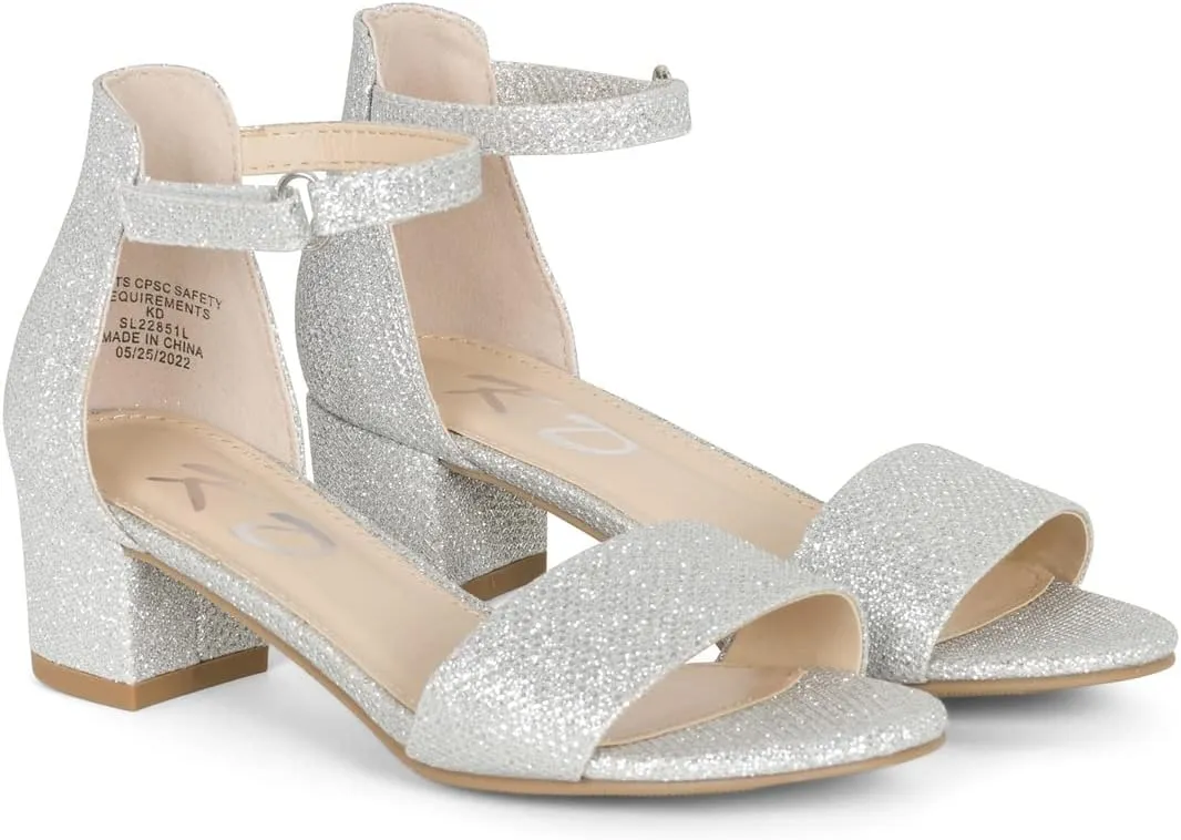 NILZA Girls/Kids/Children - Wide band Comfortable Sole with Ankle Strap Block Heel Sandals Shoes