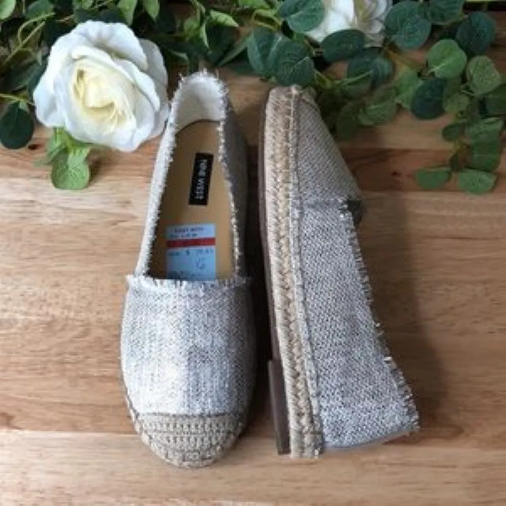 Nine West Maybe Frayed Espadrilles Silver 6M