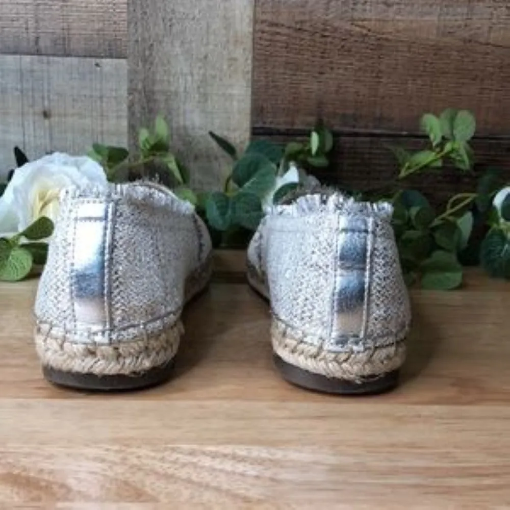 Nine West Maybe Frayed Espadrilles Silver 6M