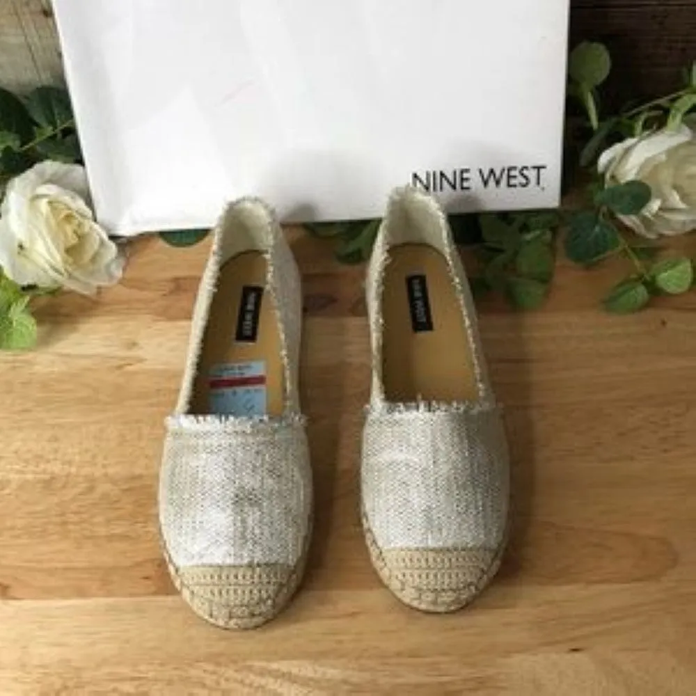Nine West Maybe Frayed Espadrilles Silver 6M