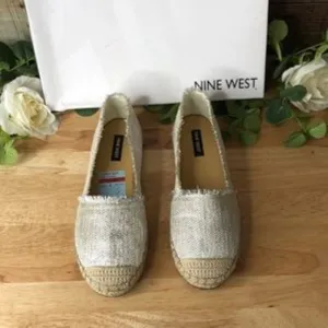 Nine West Maybe Frayed Espadrilles Silver 6M