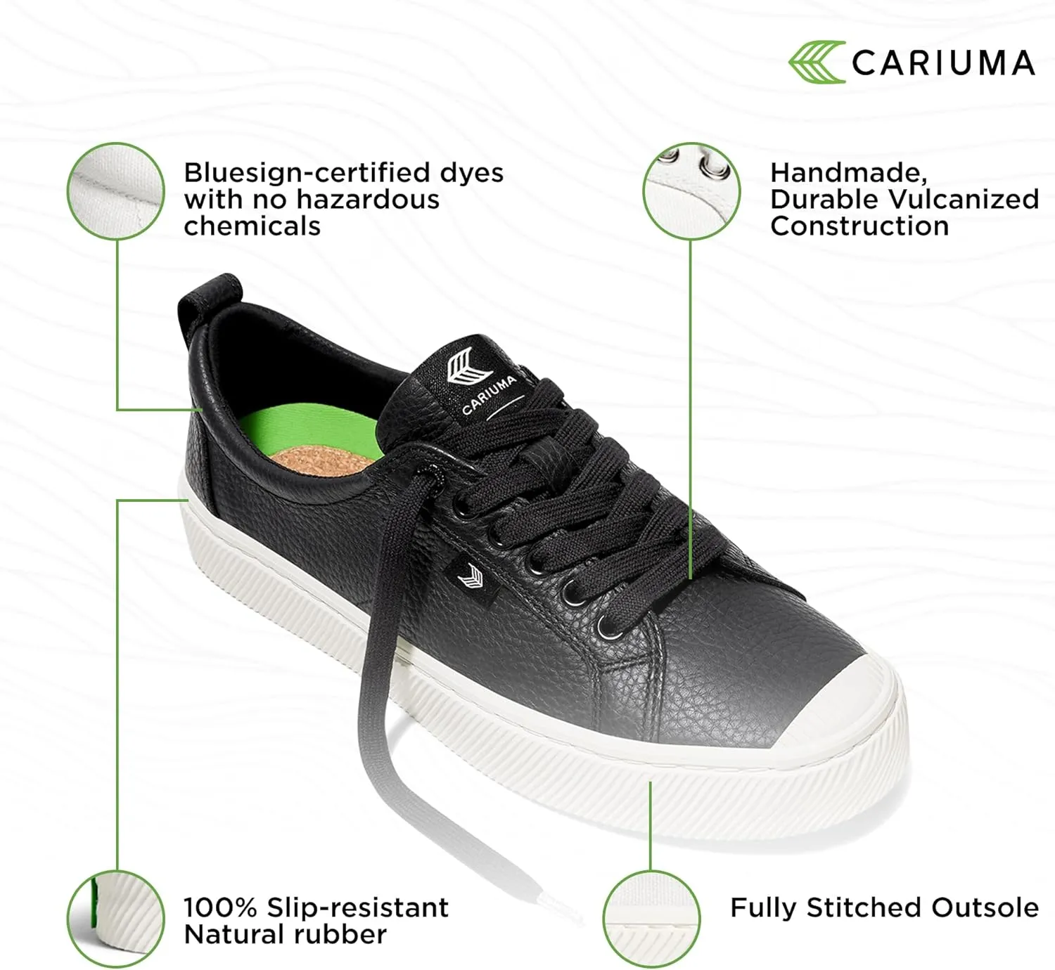 OCA Low Premium Leather Sneakers, Comfortable Shoes for Women, Lightweight & Sustainable, Versatile Casual Footwear with 100% Vegan Insoles, Rubber
