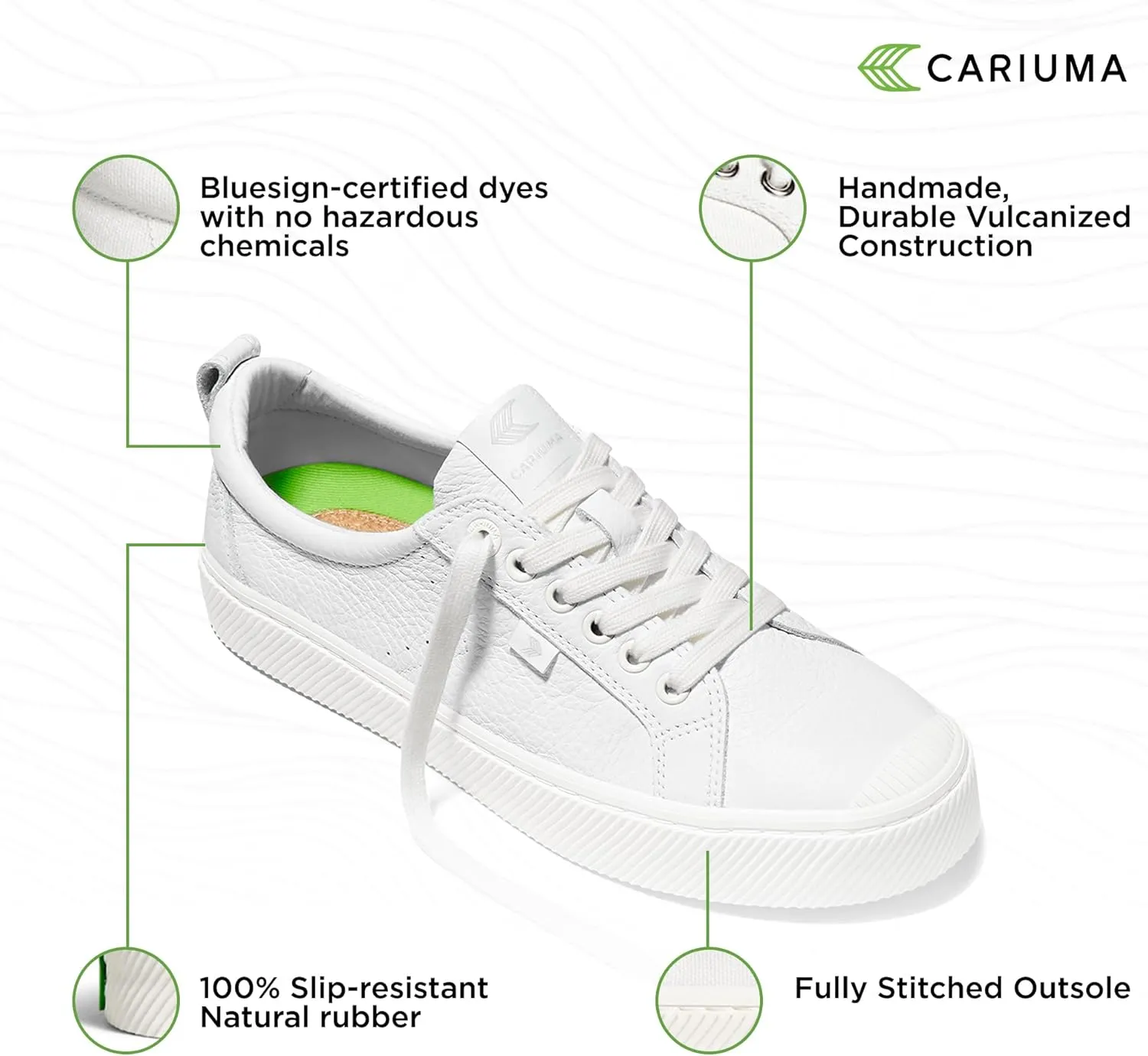 OCA Low Premium Leather Sneakers, Comfortable Shoes for Women, Lightweight & Sustainable, Versatile Casual Footwear with 100% Vegan Insoles, Rubber