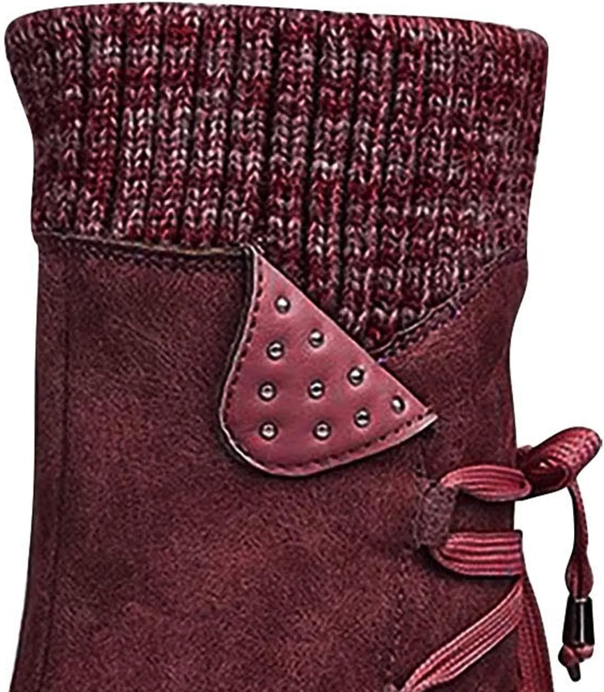 oiangi Womens Winter Boots 2022 Fashion Round Toe Lace Up Side Zipper Wool Patchwork Warm Block Low Heel Mid Calf Boots Solid Casual Western Boots Shoes
