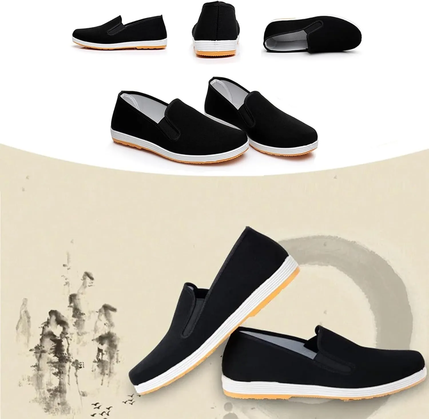Old Beijing Cloth Shoes, Chinese Tai Chi Shoes, Kung Fu Shoes, Unisex Traditional Retro Casual Canvas Martial Arts Shoes, Rubber Sole