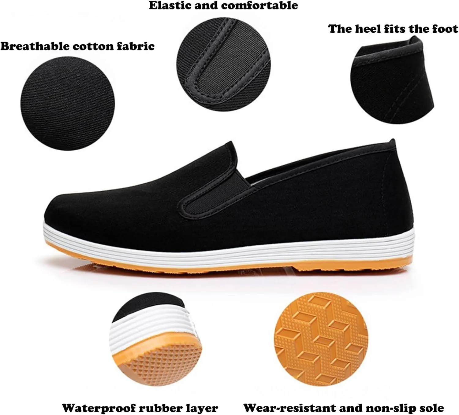 Old Beijing Cloth Shoes, Chinese Tai Chi Shoes, Kung Fu Shoes, Unisex Traditional Retro Casual Canvas Martial Arts Shoes, Rubber Sole