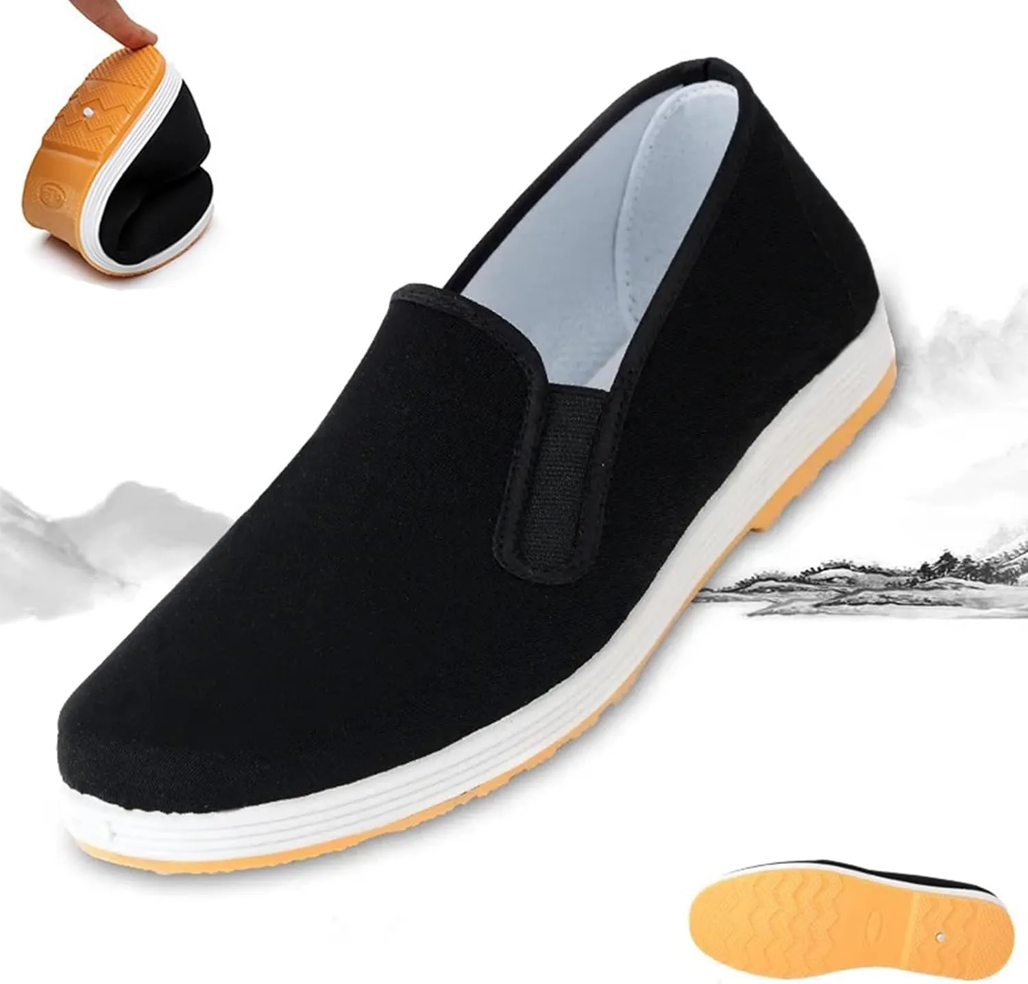 Old Beijing Cloth Shoes, Chinese Tai Chi Shoes, Kung Fu Shoes, Unisex Traditional Retro Casual Canvas Martial Arts Shoes, Rubber Sole