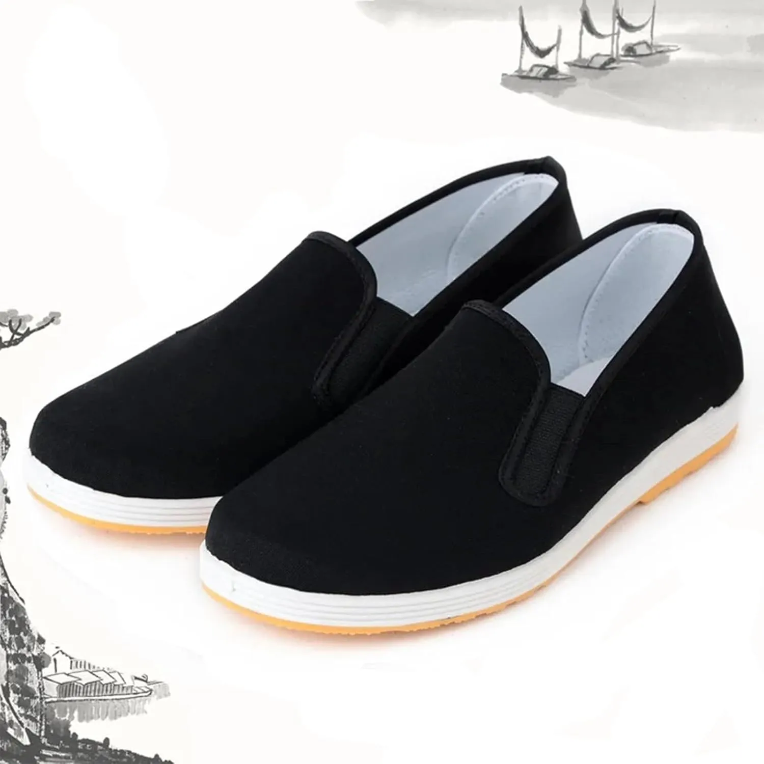 Old Beijing Cloth Shoes, Chinese Tai Chi Shoes, Kung Fu Shoes, Unisex Traditional Retro Casual Canvas Martial Arts Shoes, Rubber Sole