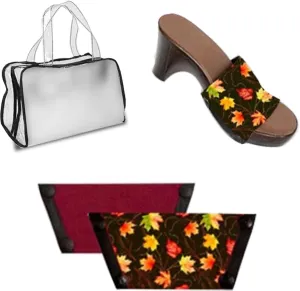 Onesole Cafe Traveler Fall Leaves & Burgundy Set, 3 inch soul lightweight wedge, Interchangeable all leaf print and burgundy solid tops, Tops for women's wedge Sandals, As Seen on Shark Tank (size 7)