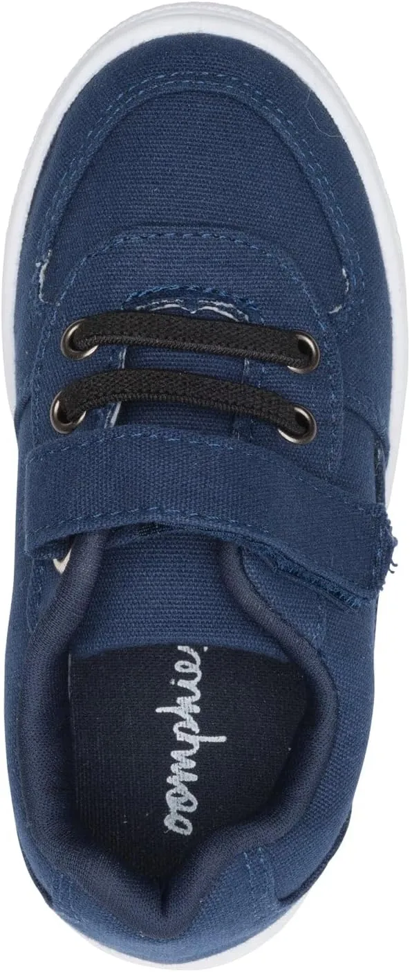 Oomphies Ethan Boys Low-Top Sneakers – Canvas Upper, Hook & Loop Closure, Cushioned Footbed & Durable Rubber Sole