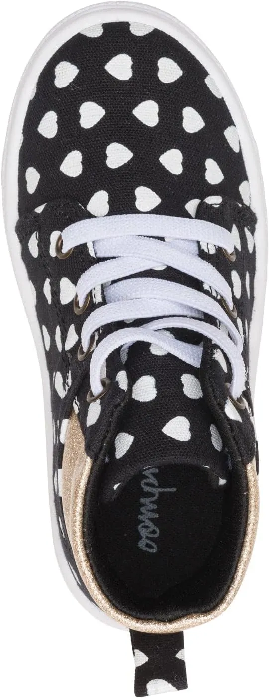 Oomphies Sam Girls Hi-Top Pull-On Sneakers – Canvas Upper, Elastic Laces, Cushioned Insole & Durable Rubber Sole