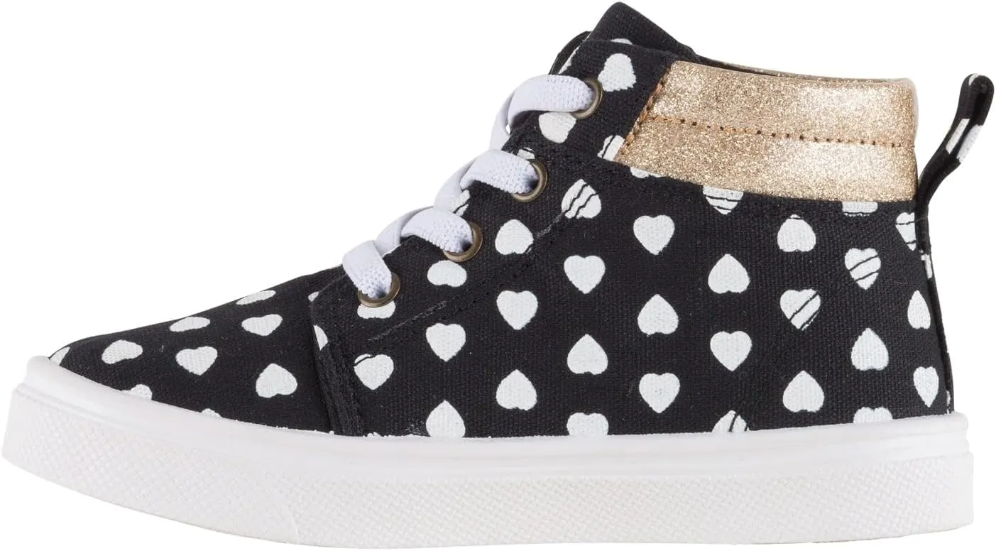 Oomphies Sam Girls Hi-Top Pull-On Sneakers – Canvas Upper, Elastic Laces, Cushioned Insole & Durable Rubber Sole