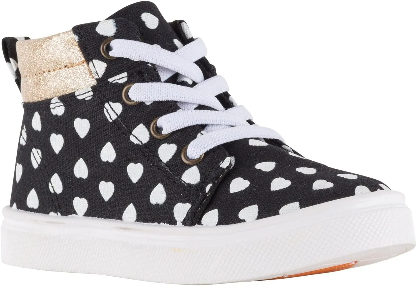 Oomphies Sam Girls Hi-Top Pull-On Sneakers – Canvas Upper, Elastic Laces, Cushioned Insole & Durable Rubber Sole