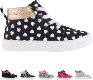 Oomphies Sam Girls Hi-Top Pull-On Sneakers – Canvas Upper, Elastic Laces, Cushioned Insole & Durable Rubber Sole