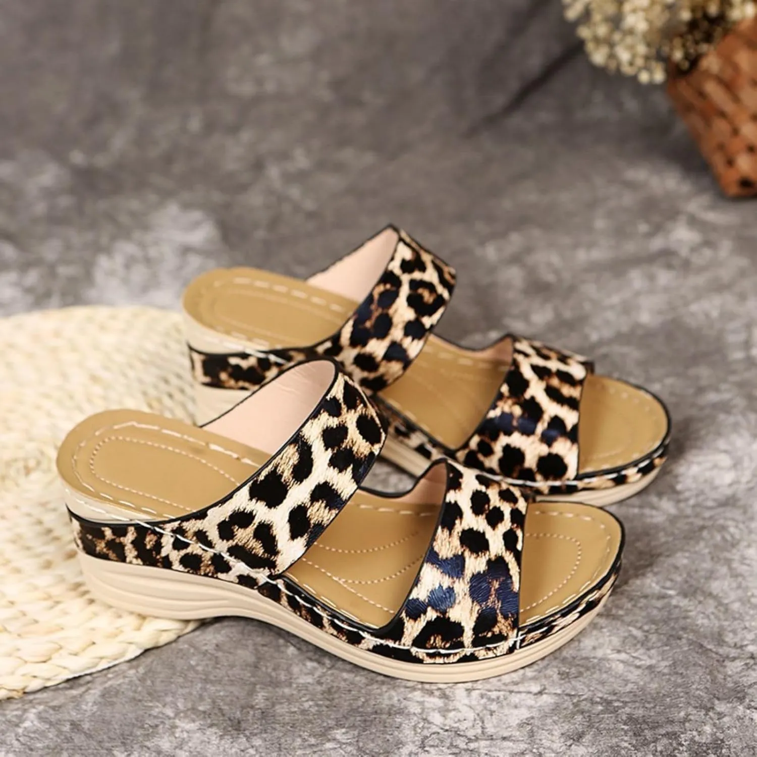 Orthopedic Sandals for Women Platform Wedge Arch Support Flat Slipper Open Toe Comfort Casual Beach Walking Heels Shoes