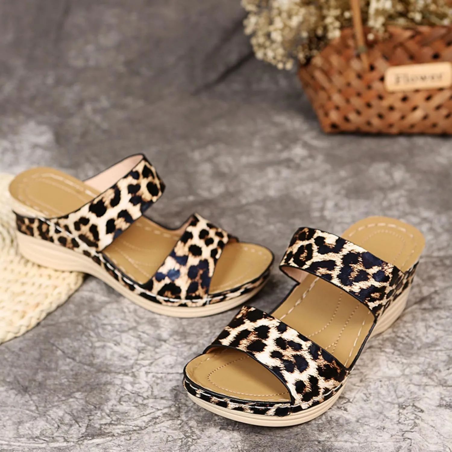 Orthopedic Sandals for Women Platform Wedge Arch Support Flat Slipper Open Toe Comfort Casual Beach Walking Heels Shoes