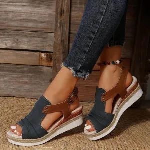 Orthopedic Wedge Sandals for Women 2025 Summer Dressy Open Toe Strap Platform Sandals Casual Strappy Slip on Sandals Summer Beach Outdoor Shoes